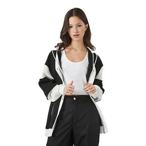 Sweat à capuche zippé intégral décontracté pour femme, tricoté, respirant, avec empiècements, haute qualité, très vendu, chaud pour l'automne - Product Image 1