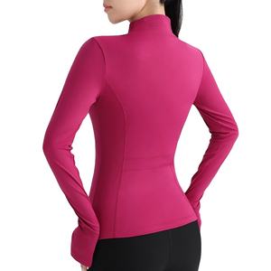 Veste coupe-vent pour femme, haute qualité, en spandex et polyester, confortable, à manches longues, fermeture éclair, pour la gym, le fitness et l'entraînement - Product Image 3