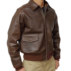 Chaqueta de Cuero Estilo A2 para Hombre, Chaqueta de Piloto Retro de Cuero Genuino, Chaqueta de Cuero de Aviador RAF Estadounidense - Product Image 3