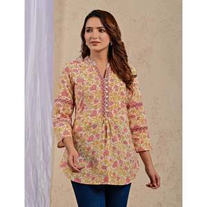 Haut blanc pour femme à imprimé floral, chic et élégant, avec décoration en dentelle brodée, boutons sur le devant, tailles XL, en soie popeline et mousseline de soie - Product Image 3