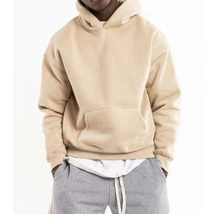 Sweat à capuche pour homme 100% coton 500 g/m² de haute qualité, uni, ample, court, lourd, surdimensionné, brodé - Product Image 1