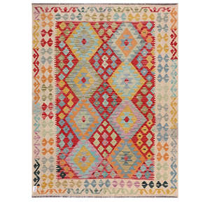 Alfombra Kilim de Maimana, Afganistán, 202 x 156 cm, Juego de Alfombras - Product Image 1
