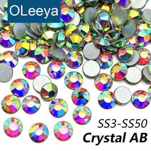 OLeeya - Cristales de Vidrio AB de Alta Calidad al por Mayor, SS3-SS50, Planos, Sin Fijación en Caliente, para Decoración de Uñas 3D - Product Image 1