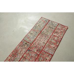 Vintage <b>Runner</b> Rug 2.1x7.7 ft (63x235 cm), Turkish <b>Red</b> Polka dot Rug - Product Image 5
