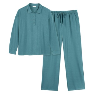 <b>Women's</b> <b>Lounge</b> Wear Sweatsuit Set Multi-Color Solid Long Sleeve Button Closure Pull-Up Top Relaxed <b>Pants</b> Comfortable Sleepwear - Product Image 3