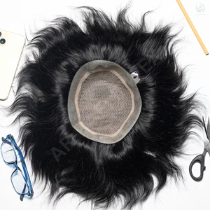 Golden Hair International's Premium Men's Toupee Miraz Border avec Front Lace Technique Indian Remy Hair PU Technique - Product Image 1