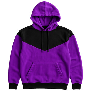 Pull-over à capuche épais pour hommes avec motif solide et poches 100% coton respirant brodé automne grande taille - Product Image 5