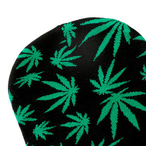 Bonnet unisexe chaud automne-hiver 2025, style hip-hop, jacquard feuille verte colorée, tricoté sans bord, déchiré - Product Image 2