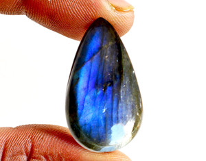 Cabujón de Labradorita Natural en Forma de Pera, Tamaño 30x18x9 MM, Piedra Preciosa Suelta Lisa con Reverso Plano para Joyería - Product Image 3