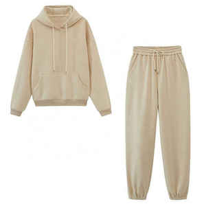 Chándales de invierno y otoño para mujer, chándal para mujer, chándal liso, chándal de algodón de peso pesado, conjunto de chándal - Product Image 5