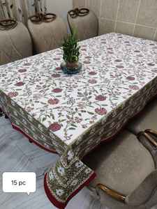 100% coton élégant fabriqué à la main imprimé floral couverture de Table traditionnel Artisan Design Rectangle main bloc imprimé couverture de Table - Product Image 2