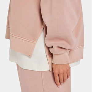 Polaire uni teint surdimensionné femmes sweat unisexe lettre impression sweats à capuche blanc col rond sweats Logo personnalisé hauts pullover - Product Image 5