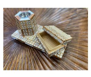 Nouveauté Ramadan Eid 2026 Boîte de rangement rectangulaire en bois nacre acrylique moderne de luxe personnalisée 2 pièces Ensemble Décoration d'intérieur - Product Image 6