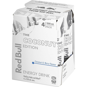 Red Bull Coconut Berry Edición Verano 12x250ml Latas Contiene Ácido Pantoténico 2mg por 100ml Para el Apoyo de la Vitamina B5 Venta al por Mayor - Product Image 1