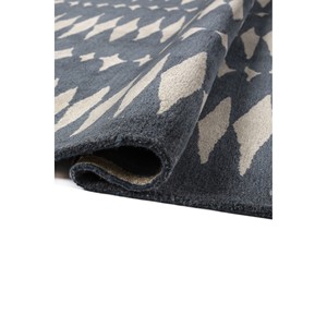 Alfombra Rectangular de Lana Hecha a Mano Modo Blue con Patrón Geométrico, 9x12, para Sala de Estar, Entrada o Dormitorio - Product Image 2