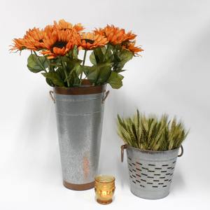 Grand Vase à fleurs galvanisé pour jardin Antique, seau en étain en forme de baril, décoration de la maison - Product Image 2