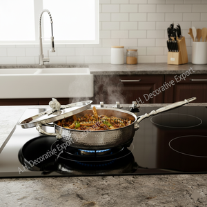 Professional Grade Hand-Hammered <b>Stainless</b> <b>Steel</b> Eco-Friendly Modern European Design Stockpot Casserole Saut <b>Pan</b> <b>Set</b> Heavy - Product Image 6