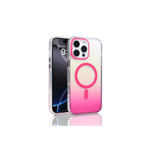Funda de Silicona Compatible con MagSafe de la Serie ASMA Toros para iPhone 16 Pro Max, Transparente con Degradado Rosa, Silicona Suave y PC - Product Image 1