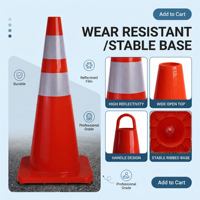 Cône de signalisation en PVC super flexible de 70 cm, incassable, 13 pouces, monobloc, à rebond élevé, cône de sécurité souple, orange fluorescent haute intensité