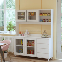Nouvelle armoire de rangement de cuisine autoportante en bois massif avec portes vitrées, buffet moderne, meuble de rangement personnalisé pour la maison