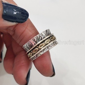 Anneau de méditation Infinity Spinner Band Bague de pouce pour femme en argent sterling 925 Fidget Bijoux faits à la main Fine Yoga Mens Spinner Ring - Product Image 5