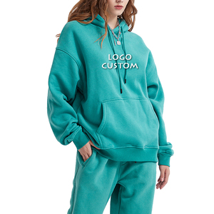 Pantalones de chándal de tejido de punto personalizables, conjunto con capucha, diseño de hombros caídos de gran tamaño, técnica informal lavada de invierno para pedidos a granel - Product Image 3