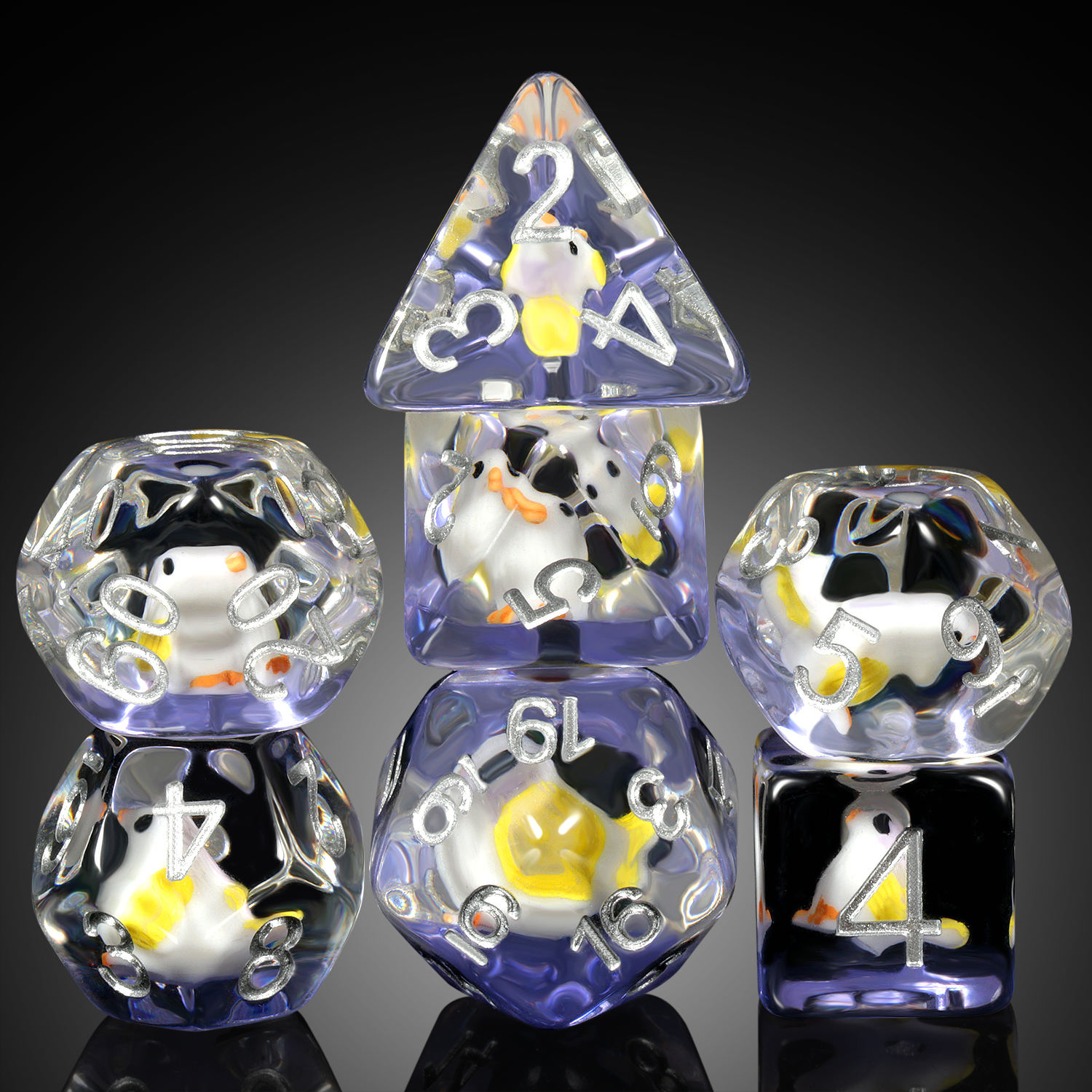 Bird in transparent dice
