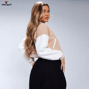 Haute qualité dames recadrée Baseball veste haut tendance varsité veste pour femmes populaire broderie décoration coton remplissage - Product Image 2