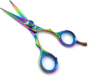 Tijeras de peluquero de acero japonés de gama alta, tijeras de corte de pelo recubiertas de varios colores, tensión ajustable, belleza cómoda para los dedos - Product Image 1