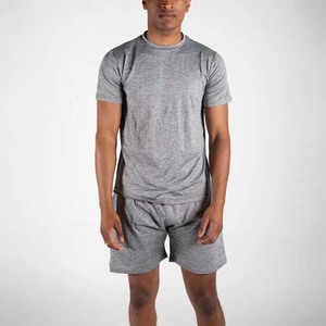 Conjunto de camiseta y pantalones cortos de Fitness de Color gris, ropa de hombre de talla grande, estilo callejero, conjunto de dos piezas transpirable de algodón para hombre - Product Image 6