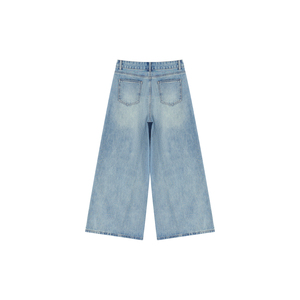 <b>Women's</b> High Waist <b>Baggy</b> Wide Leg <b>Jeans</b> Vintage Wash Denim Pants - Product Image 2