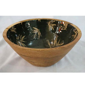 <b>Wooden</b> <b>Food</b> Bowl Best Selling Inside Enamel Decorative Salad Mixing Serving Bowl Antique Finished <b>Wooden</b> Salad Bowl <b>Set</b> Of 3 - Product Image 4
