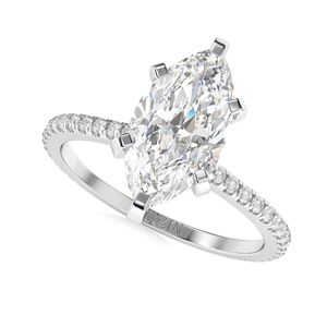 3,00 ctMarquise Cut Diamond Solitaire con acentos Anillo de compromiso para mujer - Product Image 2
