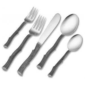 Ensemble de couverts de restaurant de luxe moderne en acier inoxydable plaqué or noir à long manche en résine pour mariage - Product Image 5