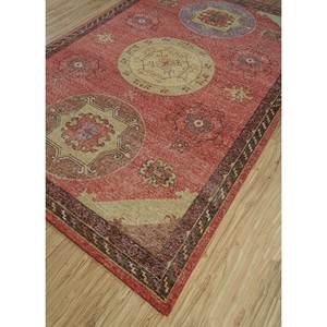 Tapis en laine noués à la main Erbe, motifs rectangulaires abstraits médaillon rouge-orange, grand format pour entrée et couloir - GS-7003 - Product Image 2
