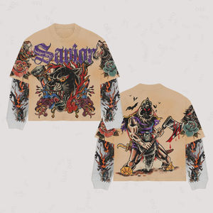 Sweat-shirt pour homme personnalisé OEM, streetwear d'hiver, entièrement imprimé, strass, tissu en polaire gaufré multicouche, impression sérigraphique, coloré - Product Image 3