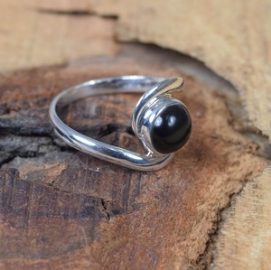 925 Sterling <b>Silver</b> <b>Boho</b> Style <b>Ring</b> Handmade with Black Onyx Gemstone Rhodium Plated Solid Jewelry for Weddings and Parties - Product Image 4