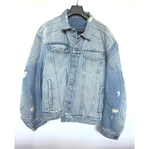Vêtements d'extérieur surdimensionnés chauds à la mode hommes Original 100% coton moto veste décontractée unisexe rembourré Denim veste - Product Image 3