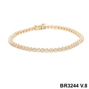 สร้อยข้อมือเทนนิสสีทอง14K สุดหรูประดับเพชรสร้อยข้อมือเพชรสำหรับ2.58CTW ดีไซน์เหนือกาลเวลา - Product Image 2
