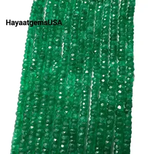 Cuentas de piedra de cristal Esmeralda Natural de 4mm, corte zambiano, Color facetado verde, 10-1000 piezas por cuerda para la fabricación de joyas - Product Image 1