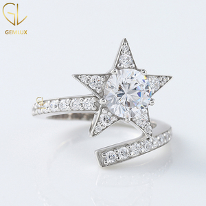 Nuevo anillo de diamante con forma de estrella de diseño de moda, anillo de estrella de diamante de moissanita de corte redondo, anillo de derivación, anillo de plata 925 - Product Image 2