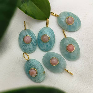 Colgante de Piedra Doble de Amazonita Natural, Colgante Ovalado Único para Joyería Artesanal al por Mayor - Product Image 5