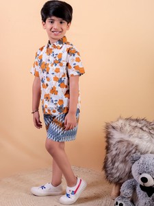 Ensemble coordonné pour enfants garçons Chemise et short imprimés à fleurs élégants Décontracté et confortable avec tissu respirant - Product Image 2