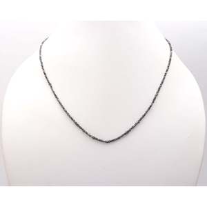 925 Sterling Silver Raw Rough Diamond <b>Cube</b> Necklace 1.5-2.5 mm Geometric Shape Black Unisex - Product Image 5