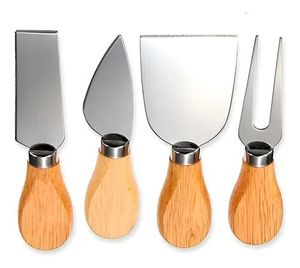 Juego de 4 Cuchillos para Queso con Mango de Madera, Utensilios de Cocina para Hornear, Cortador de Queso, Vajilla Promocional - Product Image 1