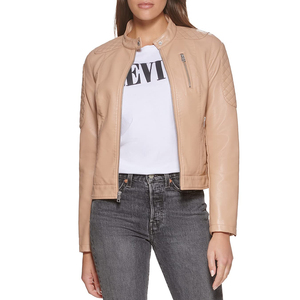 Veste de moto classique pour femme en similicuir respirant Tendance Streetwear Veste de course en coton grande taille disponible - Product Image 1