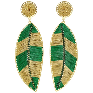 Belle élégante fantaisie à la main perlée broderie feuille balancent goutte boucle d'oreille nouveau Design à la mode dernières couleurs personnalisées mignonnes unisexe - Product Image 1