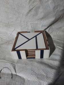 New Design Modern Style Resin & Wood <b>Coasters</b> 4 Pieces <b>Set</b> with Stand - Product Image 5