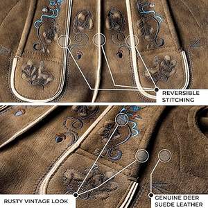 Short lederhosen pour hommes personnalisé vintage style bavarois cuir de chèvre broderie oem oktoberfest costume pour acheteurs en gros - Product Image 5