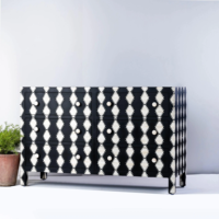 Modernes Luxus-Sideboard aus Massivholz mit Knochenintarsien und Perlen, Maßgefertigte TV-Einheit mit Großer Kapazität für Landhaus, Krankenhaus und Wohnzimmer